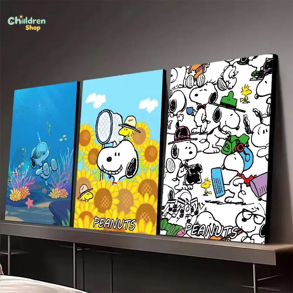 Resin Art Work - ภาพเพชรประดับลายสนูปปี้การ์ตูน ทรงกลม/สี่เหลี่ยม งานศิลปะโมเสกเพชรเต็มรูปแบบ ของตกแต่งบ้านและสำนักงานทำมือสร้างสรรค์ ของขวัญ ไม่มีกรอบ