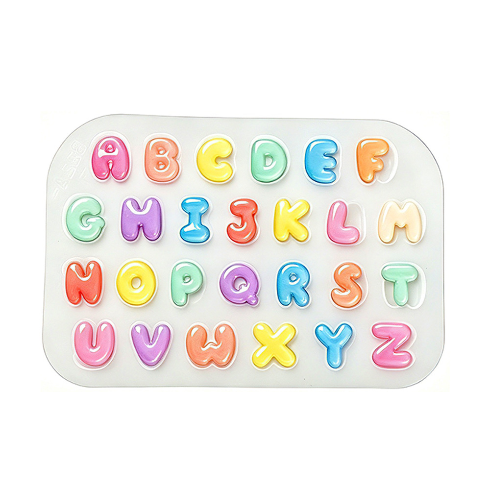 Resin Art Alphabet - แม่พิมพ์ซิลิโคนตัวอักษรขนาดเล็ก 2 ชิ้น ชุดทำตัวอักษร A-Z น่ารัก