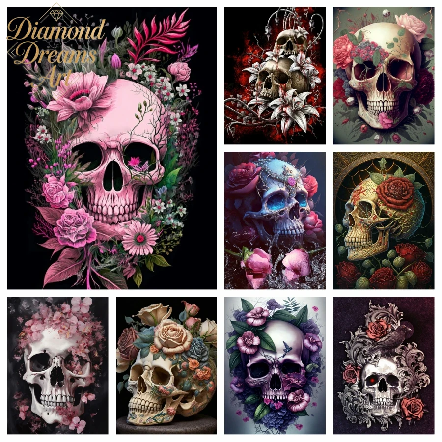 ภาพเพชรไร้กรอบลายหัวกะโหลกฮาโล - Resin Art Rose บทวิจารณ์และราคา